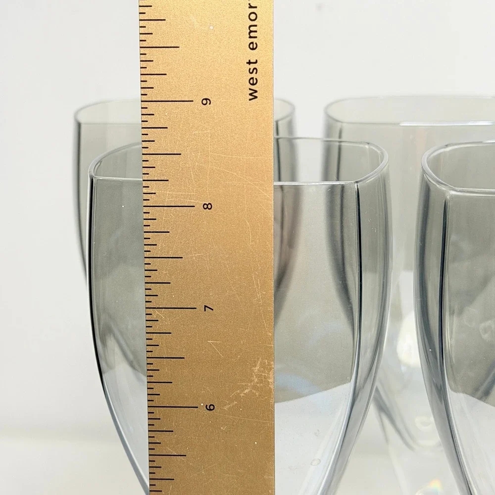 Mikasa Iced Tea Glasses Panache Platinum Smoke Gray Square 8.25